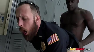 Gay cops get their assholes demolished unconnected with horny criminal